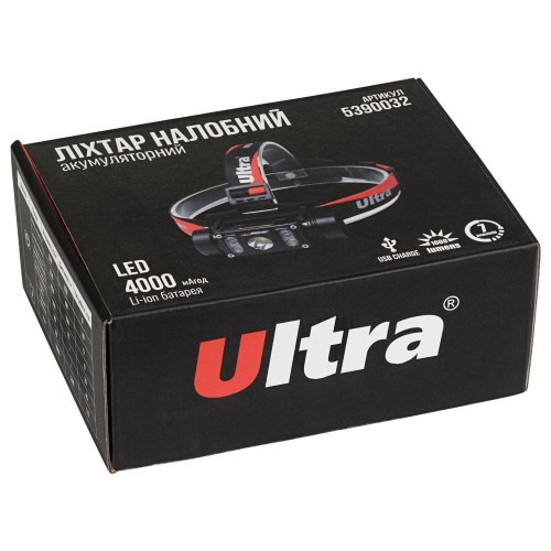 Ліхтар налобний LED акумуляторний ULTRA 1000 Лм Li-ion 21700 4000 мАг