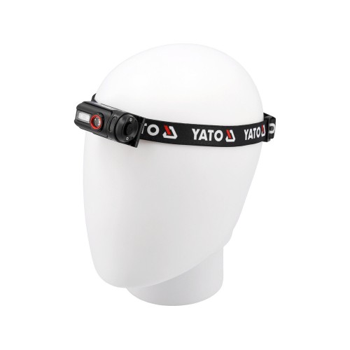 Фонарь налобный диодный YATO питание Li-Po аккумул 3,7В, 0,35 АГод, 6 режимов, расстояние 85/50/30/20 м