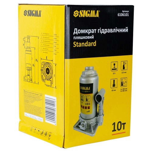 Домкрат гидравлический бутылочный Standard SIGMA 10т H 200-385 мм