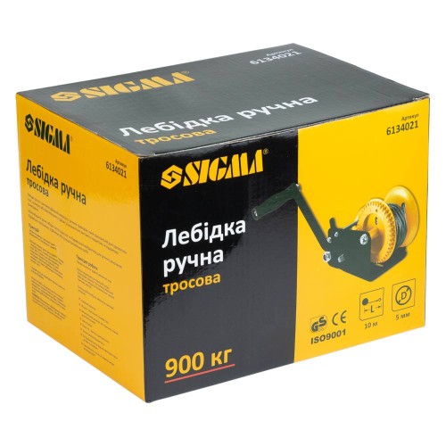 Лебедка ручная барабанная SIGMA стальной трос 10м×5мм, 900 кг