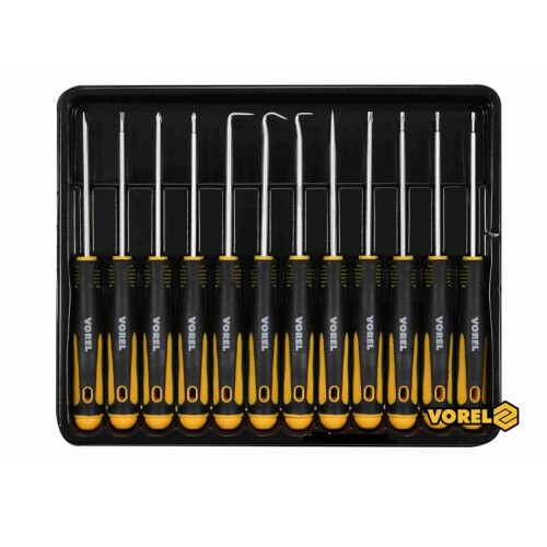 Набор прецизионных отверток и крючков VOREL 160 мм SL PH TORX Cr-V 12 шт