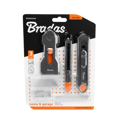Набор ножей со скребком и сменными лезвиями 3 шт Bradas DIY-KN191809/SET2B