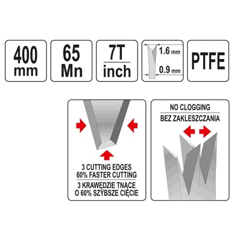 Ножовка по дереву с покрытием PTFE YATO 400 мм 7 зубов/1" YT-31091