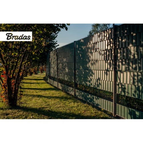 Стрічка для паркану 19см-35м + затискачі 20шт 450г/м² зелена Bradas