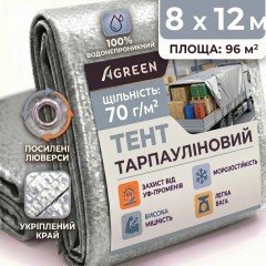 Тент Agreen 70 г/м² тарпаулин размер 8 х 12м серебристый
