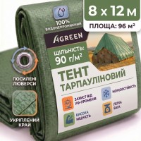 Тент 8х12м 90г/м² Agreen тарпаулин темно-зеленый
