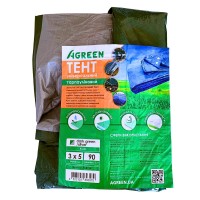 Тент Agreen 90 г/м² тарпаулин размер 3 х 5м зелено-серый