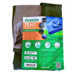 Тент Agreen 90 г/м² тарпаулін розмір 3 х 5м зелено-сірий