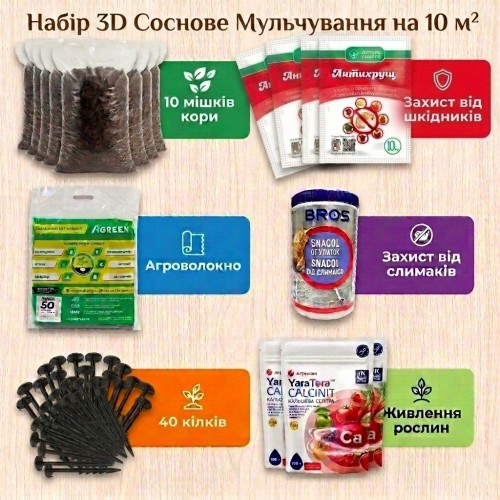 Кора сосновая Набор 3D Сосновое Мульчирование на 10 м²