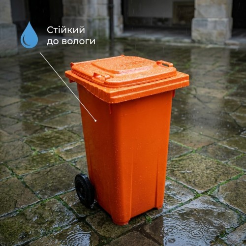 Бак для мусора Алеана 120 л на колесах с ручкой оранжевый
