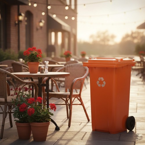 Бак для сміття Алеана 240 л на колесах з ручкою помаранчевий