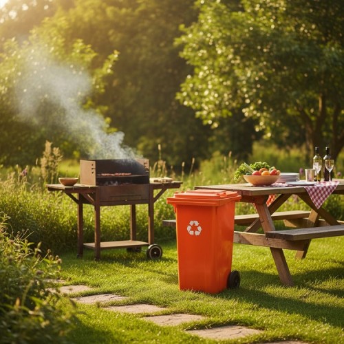 Бак для мусора Алеана 120 л на колесах с ручкой оранжевый