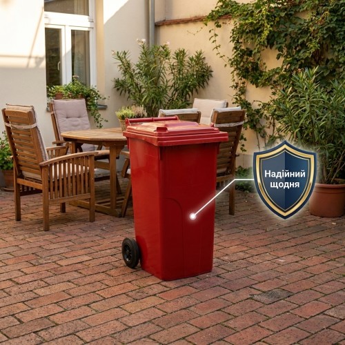 Бак для мусора Алеана 240 л на колесах с ручкой красный