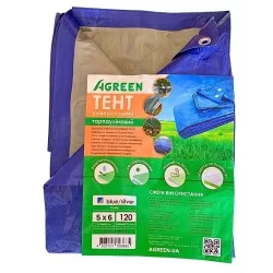 Тент Agreen 120 г/м² тарпаулін розмір 5 х 6м синьо-сірий