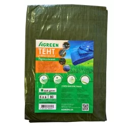 Тент Agreen 80 г/м² тарпаулін розмір 5 х 6м темно-зелений